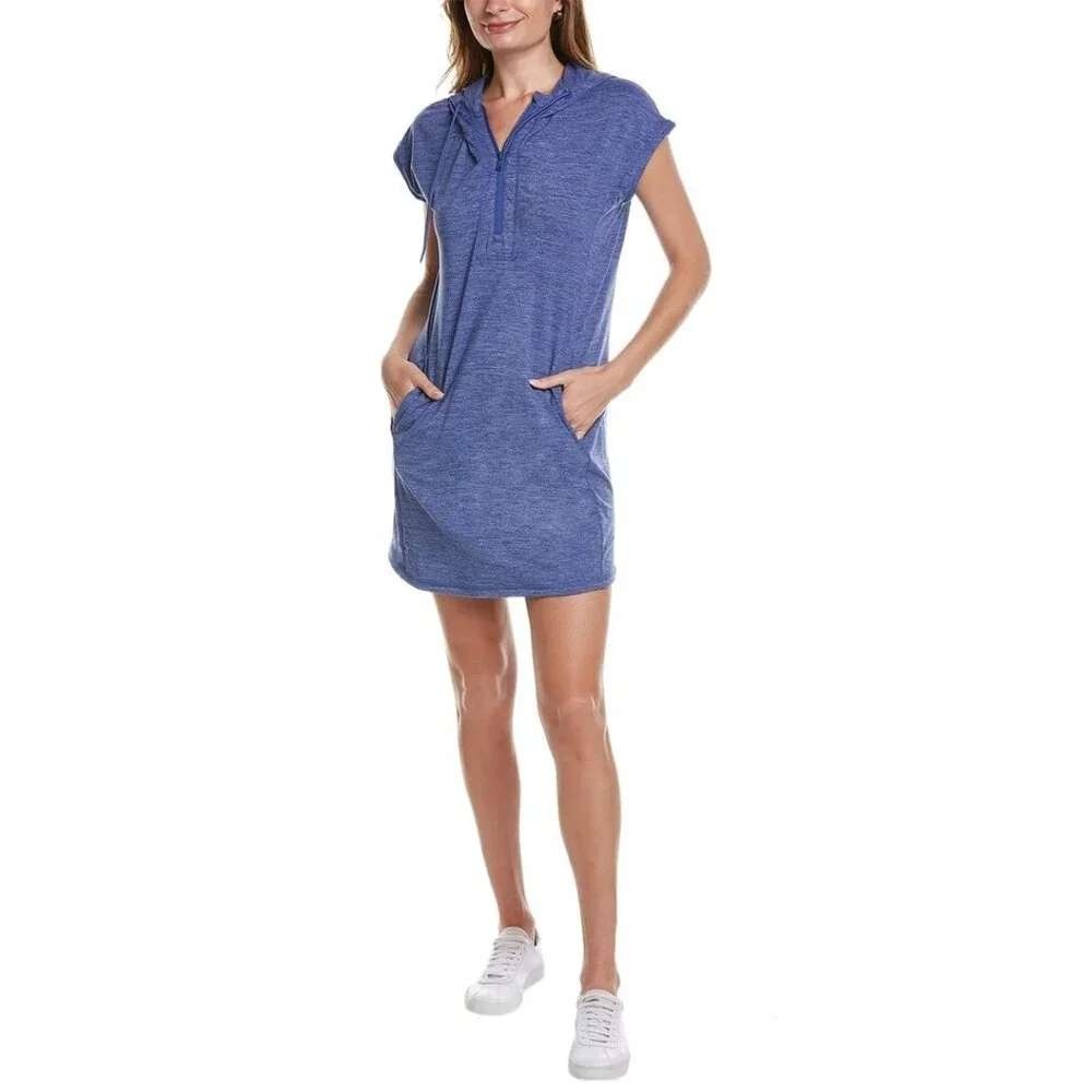 Tommy‎ Bahama Ariana Blue Heather IslandZone Hooded Half Zip Sleeveless Dress